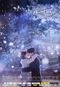 Póster del K drama While You Were Sleeping Pareja abrazándose bajo los cerezos en flor